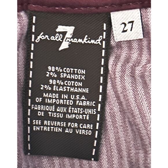 7 For All Mankind Low-Rise Burgundy Skinny Jeans Women's 27X30 - Picture 7 of 7